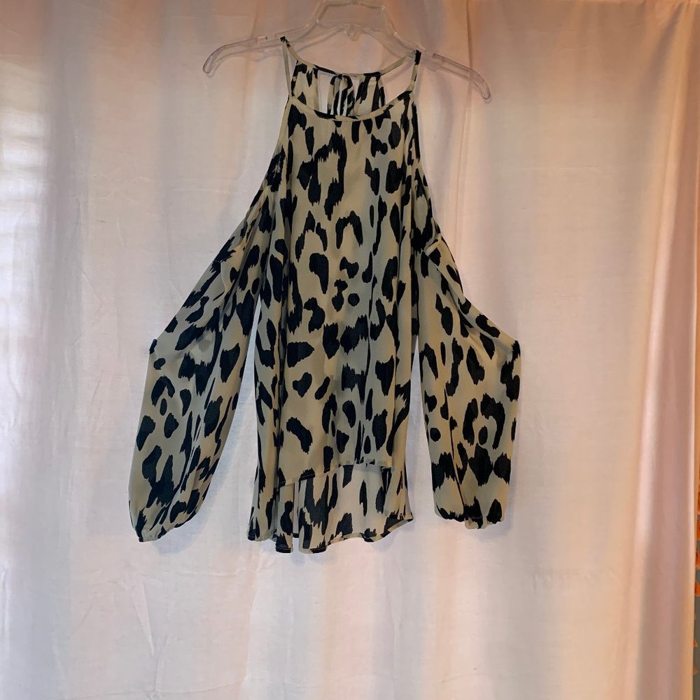 Cow/Cheetah Print Black and White Blouse